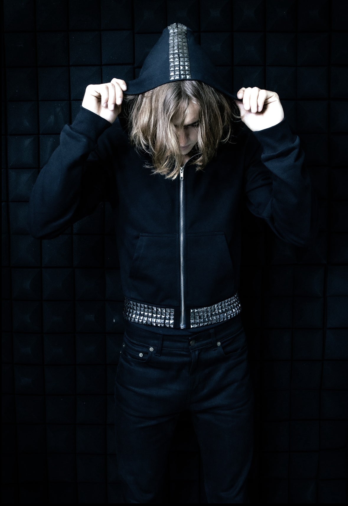STUDDED CROSS ZIP-UP