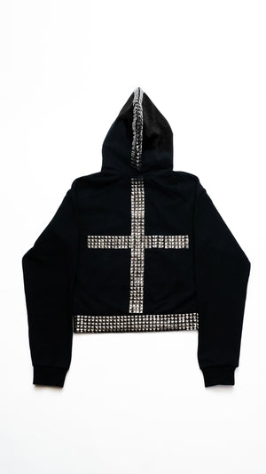 Studded cross zip-up