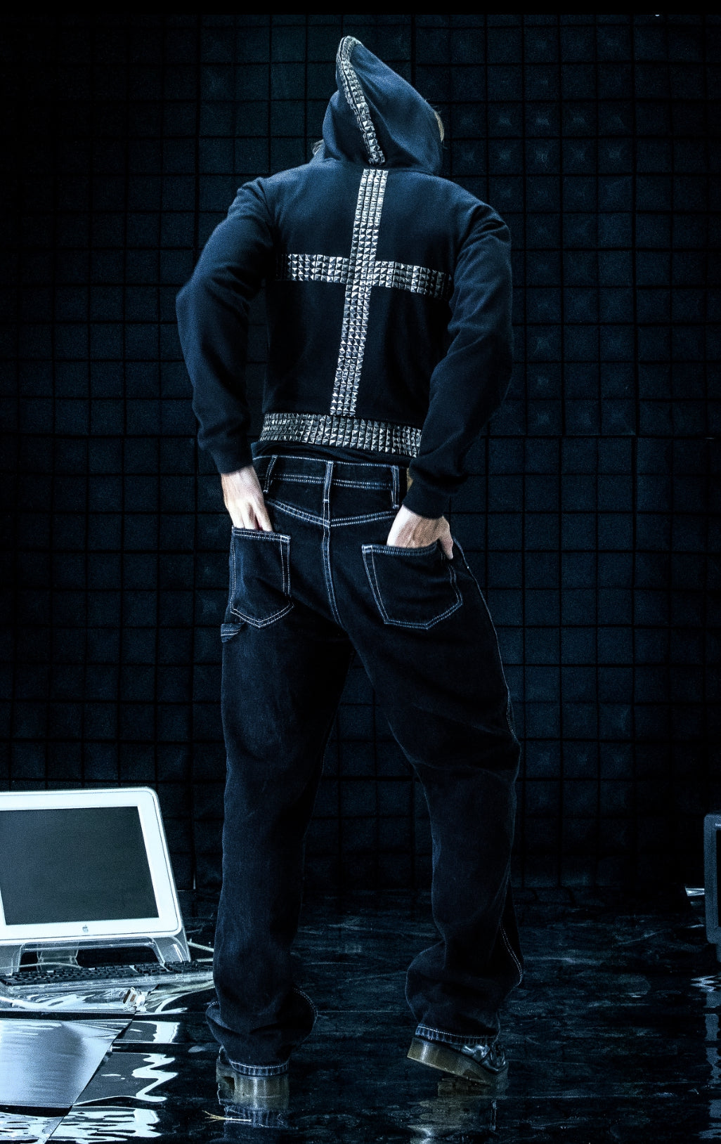 STUDDED CROSS ZIP-UP