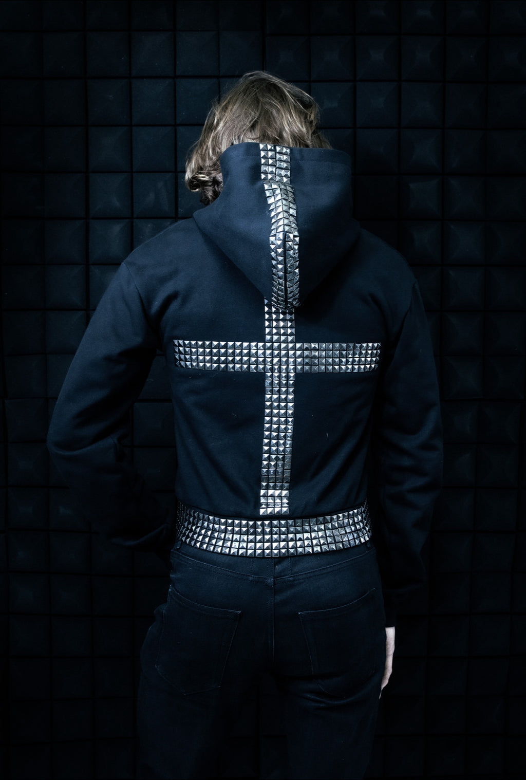 STUDDED CROSS ZIP-UP